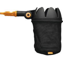 Fiskars QuikFit zberač lístia s čiernym zberným vakom a oranžovou rukoväťou