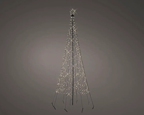 Dekoratívny svetelný strom s hviezdou a teplými bielymi svetlami pre vnútorné a vonkajšie použitie.