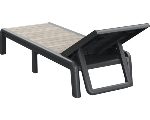 Nastaviteľné záhradné ležadlo z plastu s imitáciou dreva