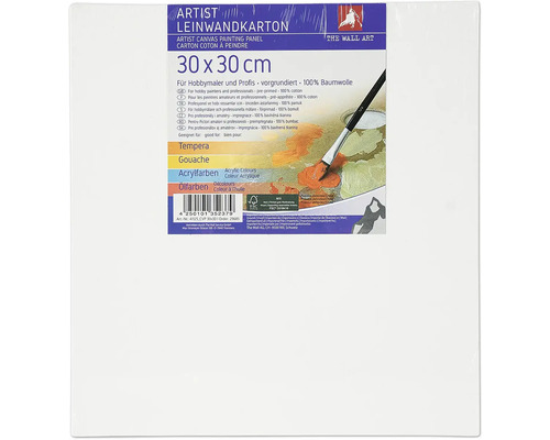 Kartón s plátnom, 30 x 30 cm, vhodný pre tempery, kvaš, akrylové farby a olejové farby