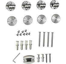 Upevňovací materiál pre kovové stĺpiky zábradlia, vrátane skrutiek, hmoždiniek a imbusového kľúča