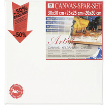 Sada plátien s tromi blind rámami s rozmermi 30x30 cm, 25x25 cm a 20x20 cm