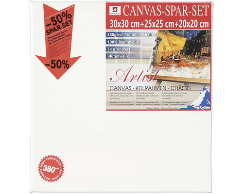 Maliarske plátna sada 30x30 / 25x25 / 20x20 cm Sada plátien s tromi blind rámami s rozmermi 30x30 cm, 25x25 cm a 20x20 cm