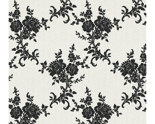Tapeta s čiernym kvetinovým vzorom