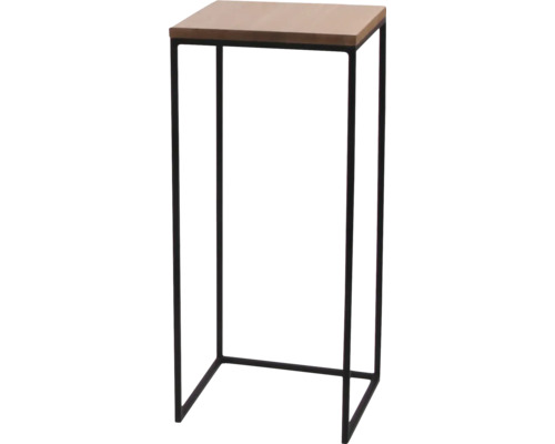 Príručný stolík s drevenou doskou a kovovým rámom