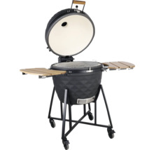 Keramický gril s bočnými stolíkmi a pojazdným podvozkom