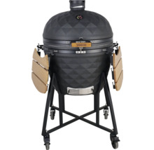 Keramický gril na kolieskach s dvomi drevenými policami