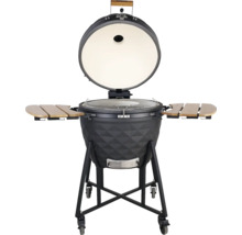 Keramický gril s otvoreným vekom a dvoma odkladacími policami