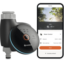 Gardena Smart Water Control s pridruženou aplikáciou pre smartfóny na ovládanie zavlažovania záhrady