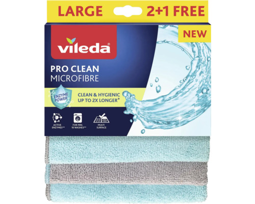 Vileda Pro Clean handričky z mikrovlákna, veľké balenie, 2+1 zdarma