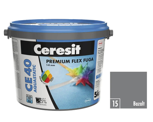 Škárovacia hmota Ceresit CE 40 Bazalt 5 kg Ceresit Premium Flex Fuga Basalt, 5 kilogramov, vo vedre