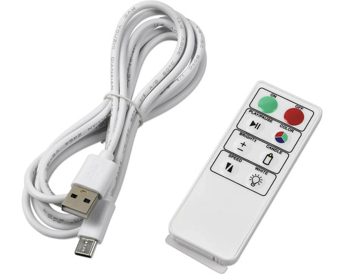 Biely USB kábel a diaľkové ovládanie