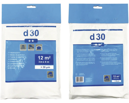 Zakrývacia plachta LDPE D30 3 x 4 m Baliaca jednotka stavebná fólia približne dvanásť metrov štvorcových, tri krát štyri metre