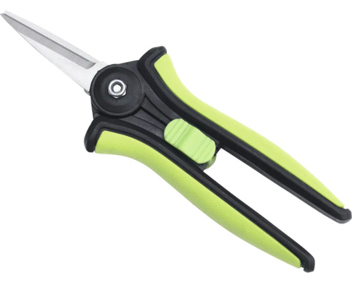 Záhradné nožnice s oceľovými čepeľami a plastovými rukoväťami