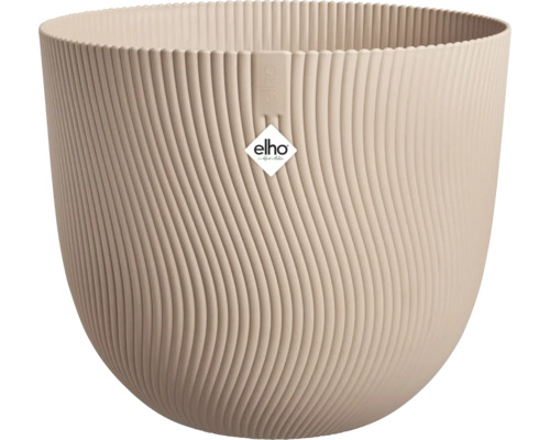 Béžový kvetináč s vlnitým vzorom a logom Elho