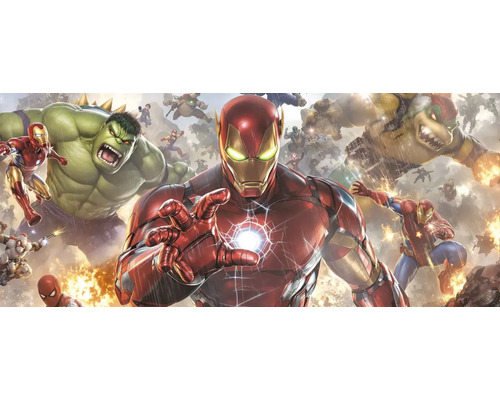 Obraz Decopanel Marvel Superheroes ART-I 40 x 133 cm Maľba Iron Mana, Hulka a ďalších superhrdinov v bojovej scéne