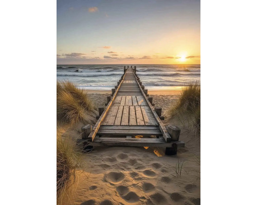 Obraz Decopanel ART-P 60 x 100 cm Drevená lávka vedúca na pláž a k moru pri západe slnka.