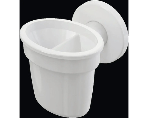 Biely dvojitý pohár na zubné kefky na montáž na stenu