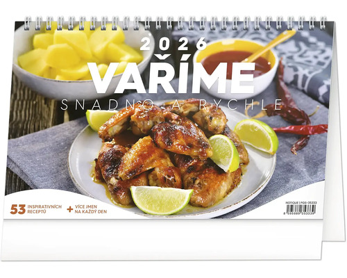Stolový kalendár Varíme ľahko a rýchlo 2026 Zápisník s receptami na rok 2026