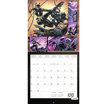 Nástenný kalendár s komiksovými motívmi, zobrazenie dátumu jún 2026