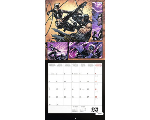 Nástenný kalendár s komiksovými motívmi, zobrazenie dátumu jún 2026
