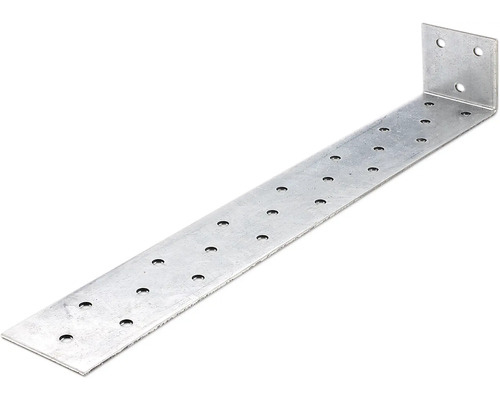 Spojovací uholník plochý na zabetónovanie 285x40x40 mm, oceľ sendzimirovo pozinkovaná, 1 ks Perforovaný rohový konektor z kovu pre drevené konštrukcie