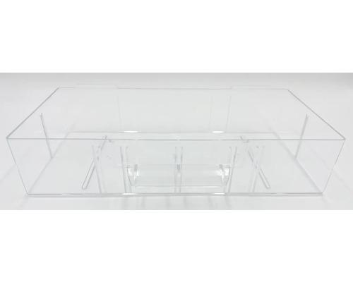 Priehľadné akvárium z akrylového skla s vnútornými filtrami
