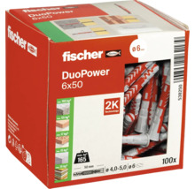 Hmoždinky Fischer DuoPower 6x50, balenie 100 kusov