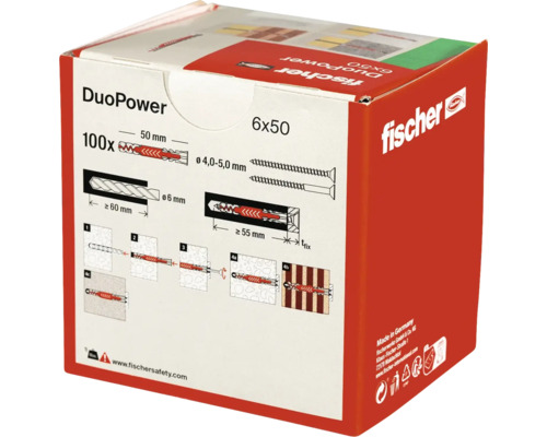 Balenie hmoždiniek Fischer DuoPower 6 x 50