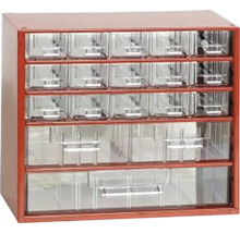 Zásuvková skrinka s priehľadnými zásuvkami na uskladnenie