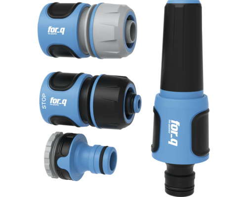 for_q Základná výbava 3/4" high flow for_q Súprava spojok na záhradnú hadicu so striekacou pištoľou