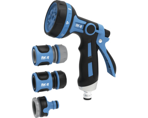 Záhradná striekacia pištoľ s rôznymi typmi prúdu a konektory