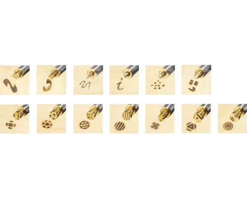 Rôzne vypaľovacie pečiatky pre spájkovačku v prevádzke