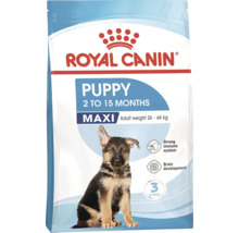 Krmivo pre šteňatá Royal Canin Puppy Maxi pre šteňatá od 2 do 15 mesiacov s hmotnosťou 26 až 44 kilogramov.