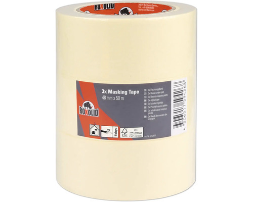 Krepová maskovacia páska ROXOLID 48 mm x 50 m, set 3 kusov Roxolid maskovacia krepová páska, 48 milimetrov krát 50 metrov