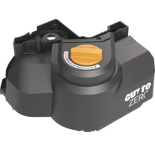 Horná časť robotickej kosačky s otočným gombíkom na nastavenie výšky kosenia