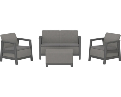 Dve kreslá, dvojmiestna pohovka a taburet tvoria sedaciu súpravu