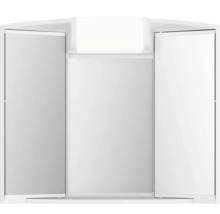 Biela zrkadlová skrinka s tromi dvierkami do kúpeľne