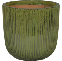 Zelený kvetináč s vertikálnymi drážkami