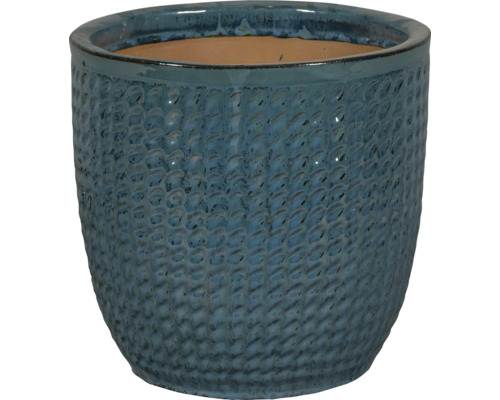 Modrý kvetináč s textúrovaným povrchom na vnútorné aj vonkajšie použitie