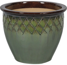 Zelený kvetináč s kosoštvorcovým vzorom