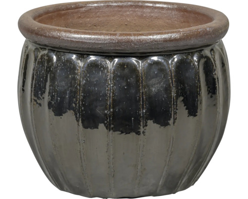 Kvetináč Lafiora glazovaná keramika Ø 36 cm V 28 cm tmavozelená Okrúhly keramický kvetináč