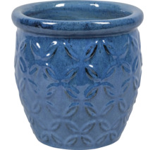 Modrý keramický kvetináč so vzorom