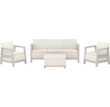 Sada záhradného nábytku so sedačkou, dvoma kreslami a taburetom
