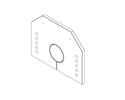 Technický nákres montážnej dosky s otvormi