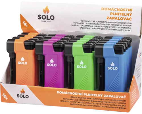 Displej s 16 plniteľnými zapaľovačmi do domácnosti