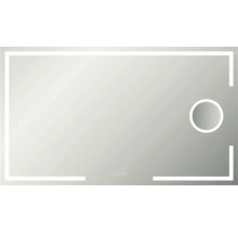 Obdĺžnikové zrkadlo s osvetlením a kruhovou zrkadlovou plochou