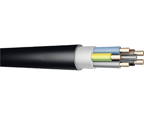 Inštalačný kábel CYKY-J 5x2,5, metrážny tovar Viacžilový elektrický kábel s čiernym plášťom