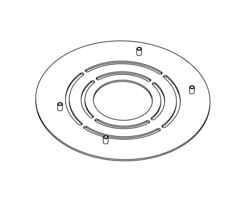 Kruhová krycia doska s výrezmi a montážnymi skrutkami
