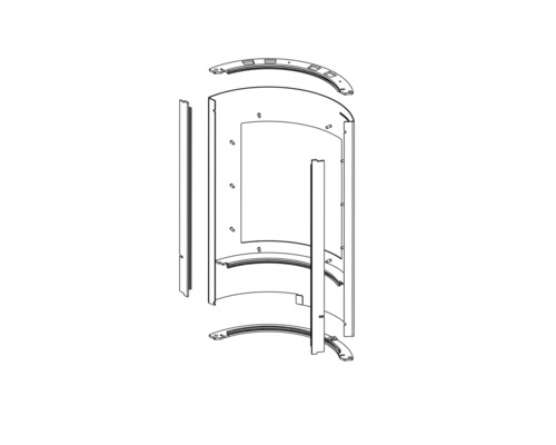 Rozkreslený nákres sprchovacieho kúta s jednotlivými dielmi